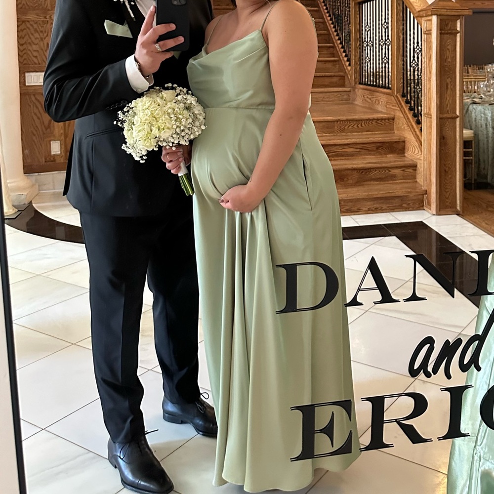 Kennedy Blue Maternity Bridesmaid Dress in Satin Sage